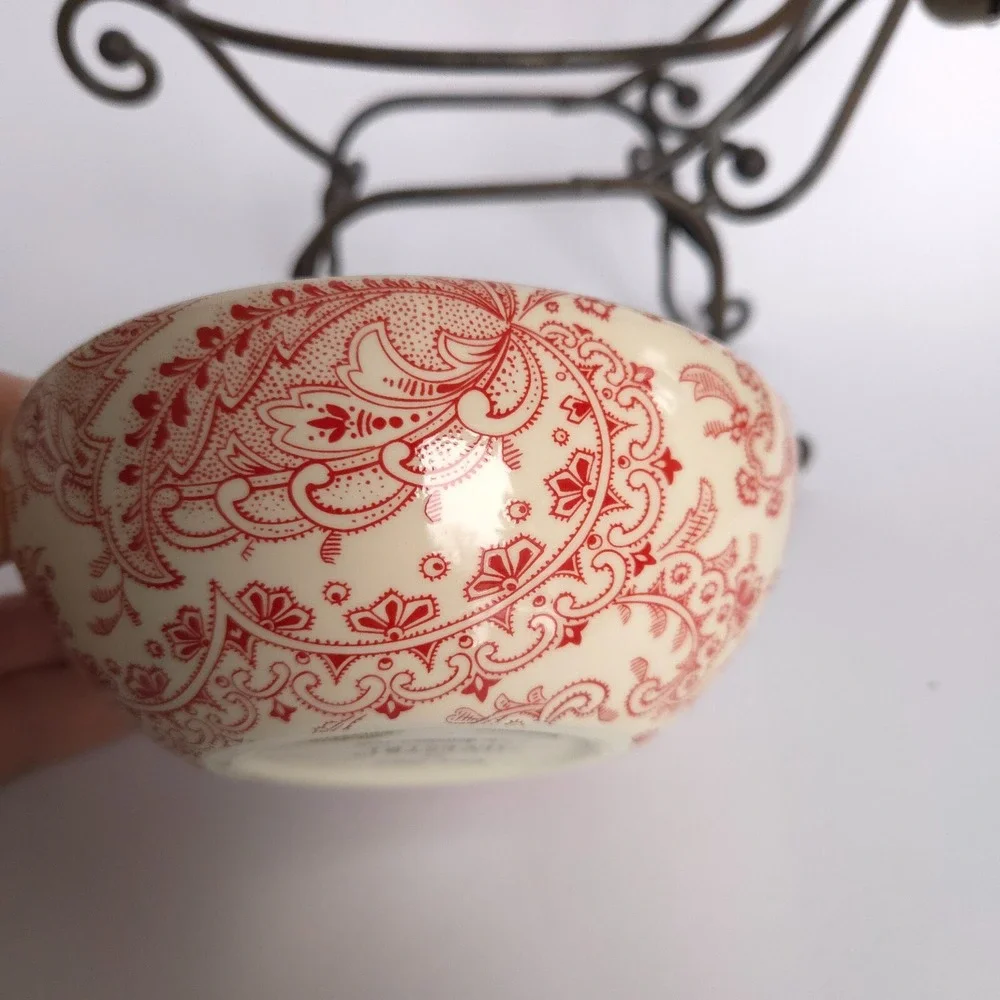 Silvestri Metal Reindeer Ceramic Paisley Serving Dip Bowl Christmas Holiday - Picture 11 of 15